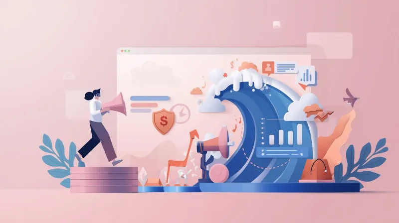 Platform holding megaphone stable while waves crash nearby, representing mission-critical advocacy website hosting under pressure