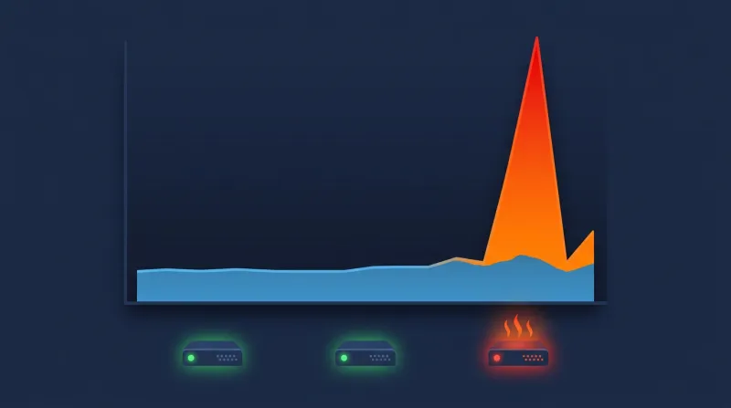 Visualization of a flat website traffic baseline suddenly spiking vertically, illustrating the extreme traffic surges advocacy organizations experience