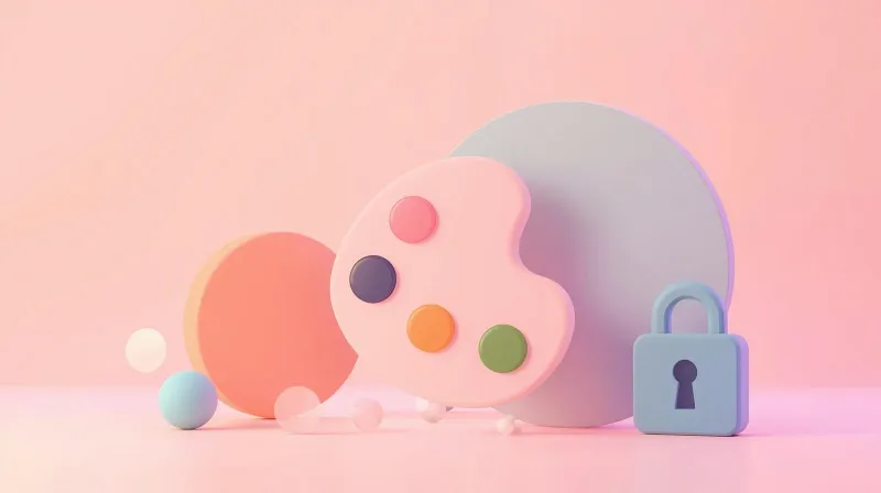 Color palette with padlock representing locked brand design system for consistent WordPress themes