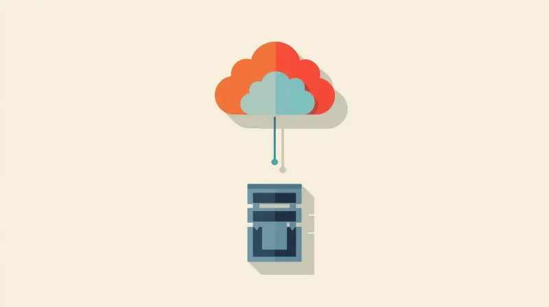 Cloud computing icon connected to a traditional server representing infrastructure migration to the cloud