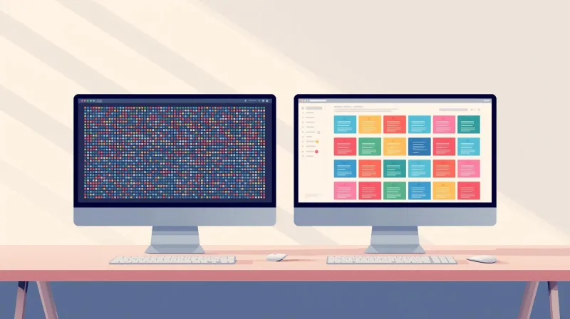 Two monitors displaying different website content structures representing the complexity of a drupal to wordpress content mapping process