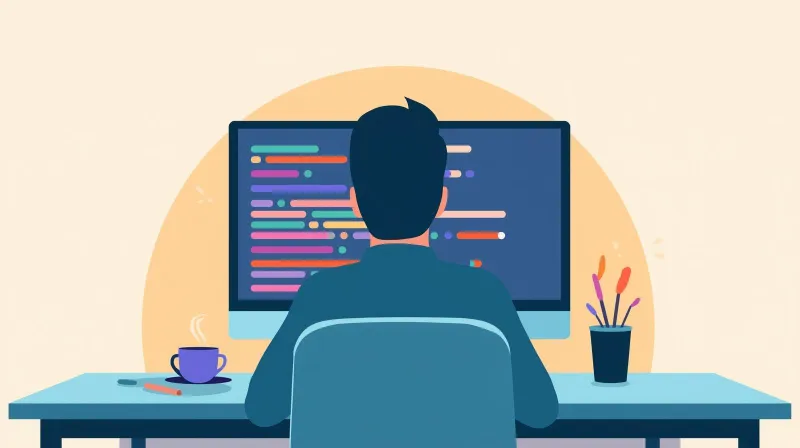 A developer working at a computer building a custom WordPress member directory solution for an association.