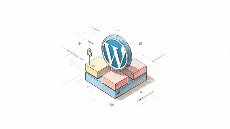 Puzzle-like blocks snapping together beside WordPress icon representing custom-built WordPress solutions