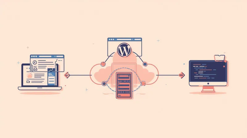 Different deployment methods from staging to production showing hosting dashboard, plugin, and manual approaches