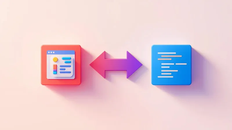 Design mockup transitioning to code editor showing design-to-development workflow handoff