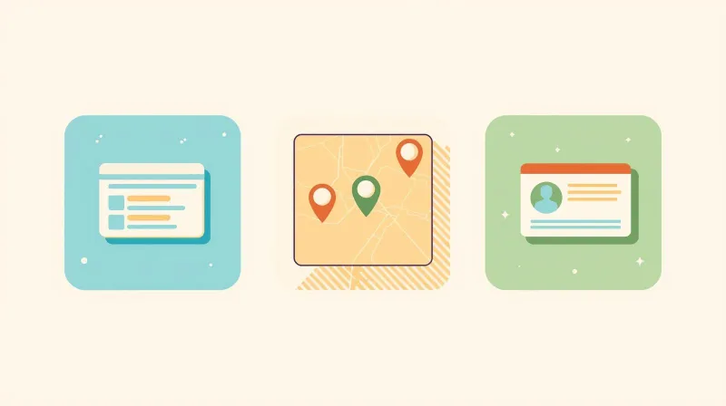 Different types of member directories showing a simple list, a map with location pins, and detailed profile cards representing the variety of association directory needs.