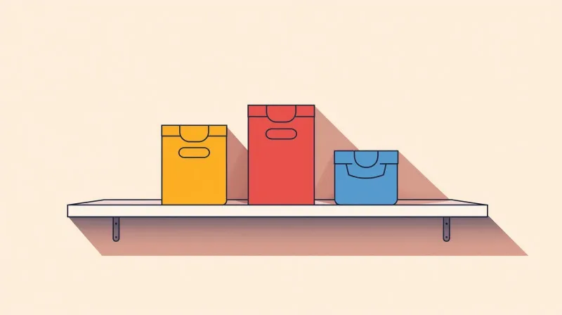 Three different-sized boxes in distinct colors on a display shelf representing the different WordPress LMS plugin options available to associations