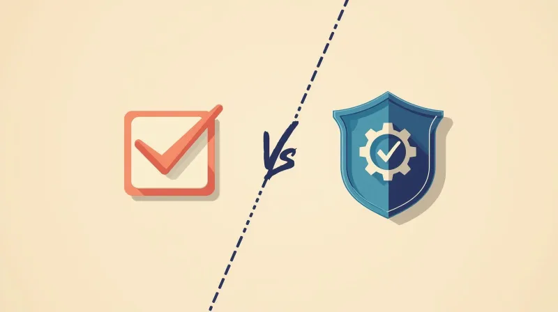 Split comparison showing DIY checklist versus professional security audit capabilities