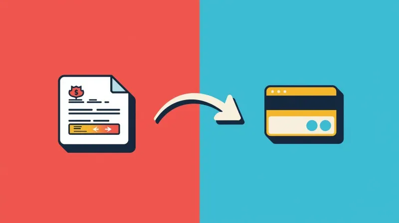 Donation form icon connected to payment processor with continuous arrow representing seamless donation flow during migration