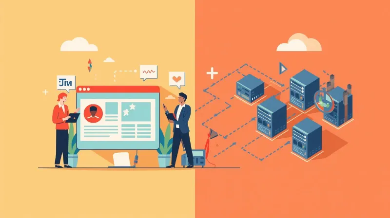 Split comparison showing human website support on left versus server-only infrastructure on right