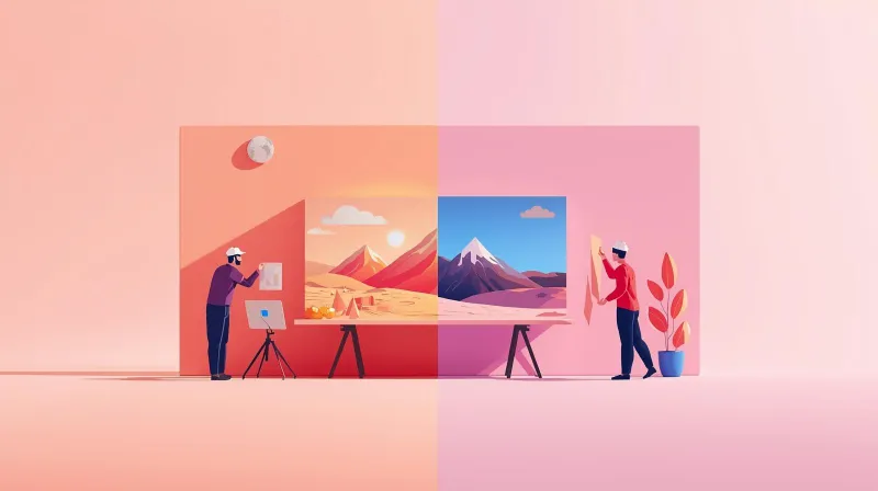 Split scene comparing poor image optimization practices on left versus correct optimization techniques on right