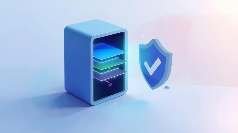Server with built-in caching layers already glowing and active, representing hosting that includes Varnish and Redis