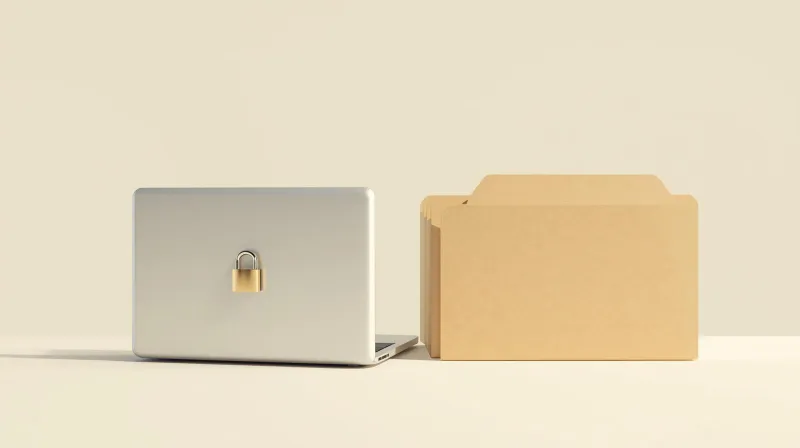 A closed laptop beside an empty folder representing the lack of exportable content in a Wix to WordPress migration