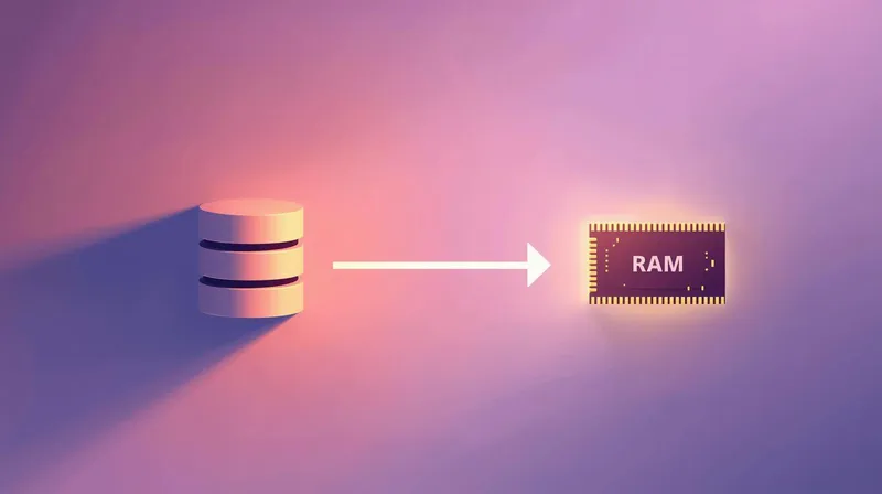 Visual showing database query results being stored in fast memory cache instead of repeated database calls