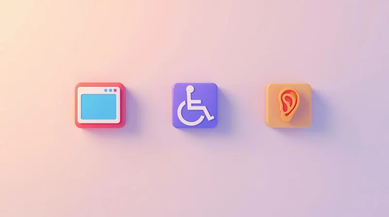 Website window with accessibility icons representing inclusive nonprofit website design for all users