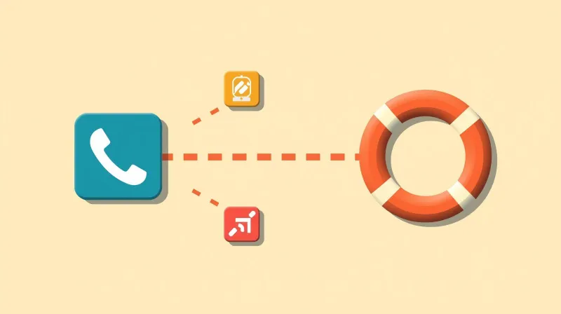 Single phone connected to lifesaver ring while other phones float disconnected representing single point of support