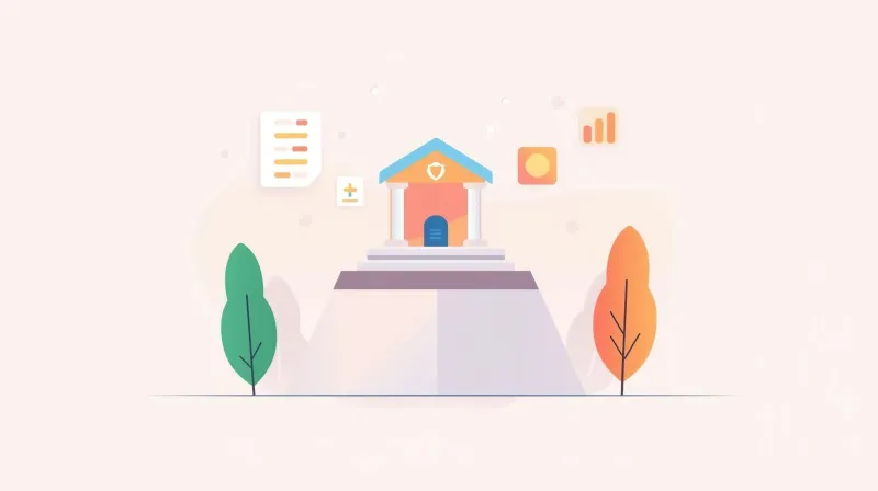 Nonprofit organization building with hosting and analytics support icons representing mission-focused WordPress hosting