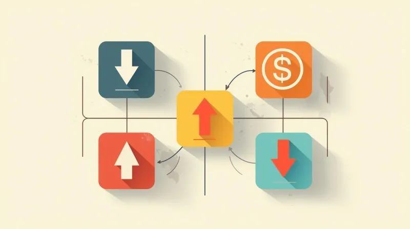 Interconnected indicators showing declining trends and comparison metrics suggesting website performance issues