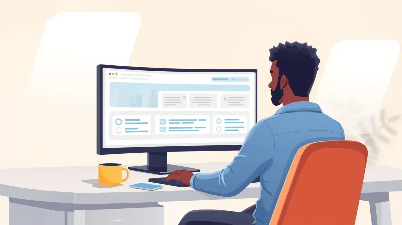 A web professional monitoring a newly launched WordPress site on a large screen, representing ongoing support after a WordPress migration service