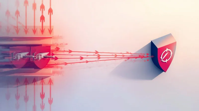 Traffic flow diagram showing malicious requests filtered before reaching server, illustrating pre-server traffic filtering