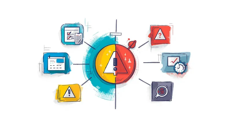 Split diagram showing preventive maintenance tasks on left and reactive support scenarios on right