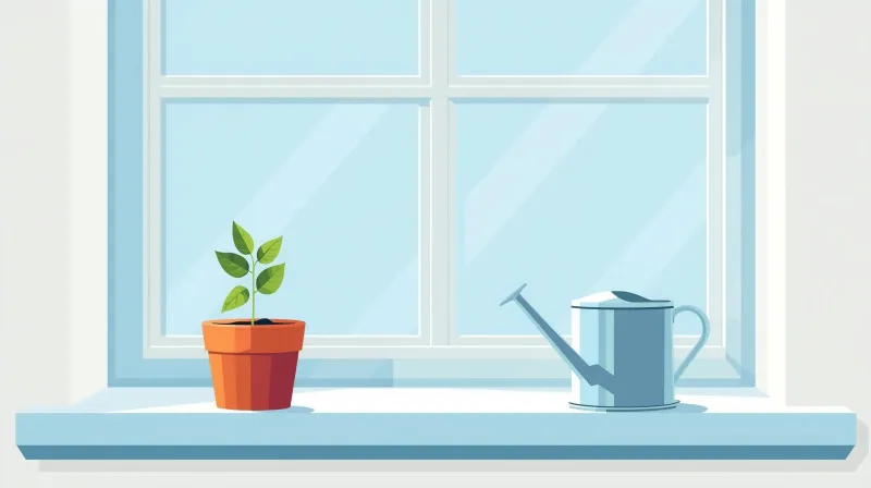 A small green seedling growing in a terracotta pot on a sunny windowsill representing starting small with a free WordPress LMS like LearnPress