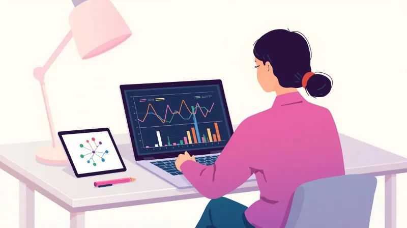 A professional reviewing website analytics on a laptop showing search performance graphs during a site migration