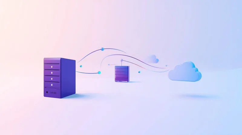 Server capturing backup snapshots flowing to on-site storage and off-site cloud for WordPress disaster recovery