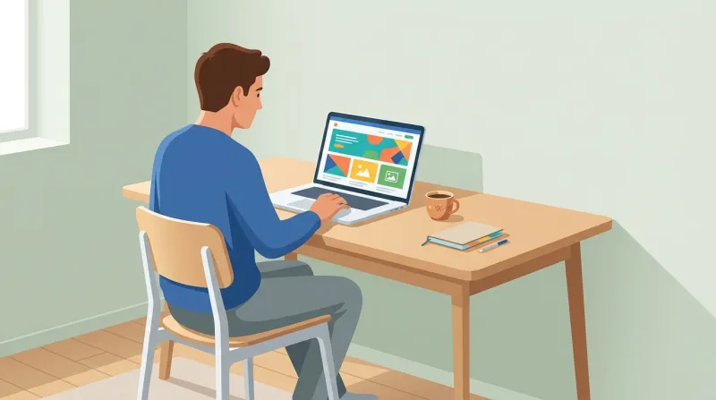 A WordPress developer reviewing a website on a laptop at a clean modern desk, representing careful testing before changes go to production