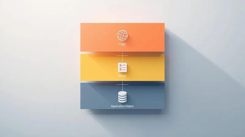 Three horizontal layers representing edge caching, server caching, and application caching working together