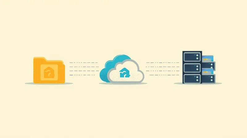 Three different backup methods showing plugin, cloud service, and server-level WordPress backup solutions