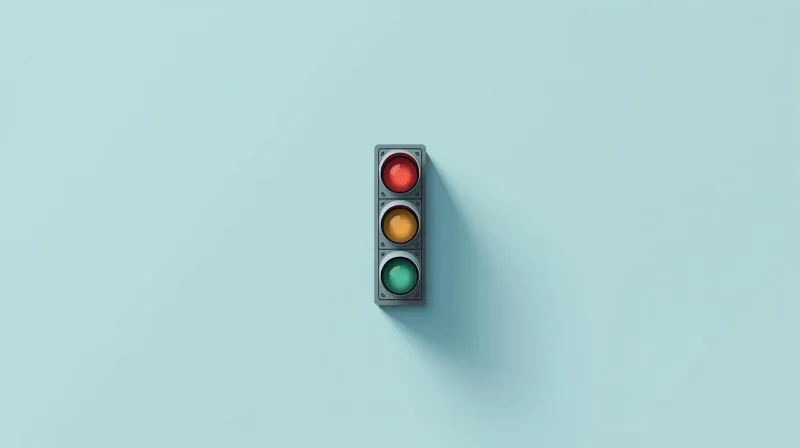 A traffic light with muted colors representing the limited importance of Yoast's color-coded scoring system.