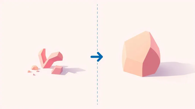Before and after comparison showing fragmented unstable hosting transforming into solid reliable infrastructure
