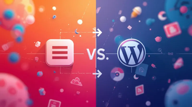 Standard website next to flexible WordPress site with plugin and growth icons representing platform advantages