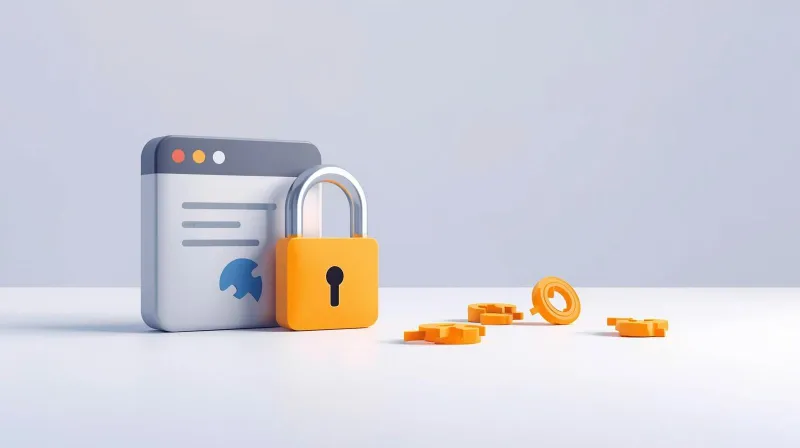 Padlock icon protecting a website while broken software pieces represent security vulnerabilities from outdated WordPress plugins