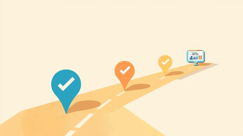 Diagnostic pathway with checkpoints leading to optimized WordPress website performance