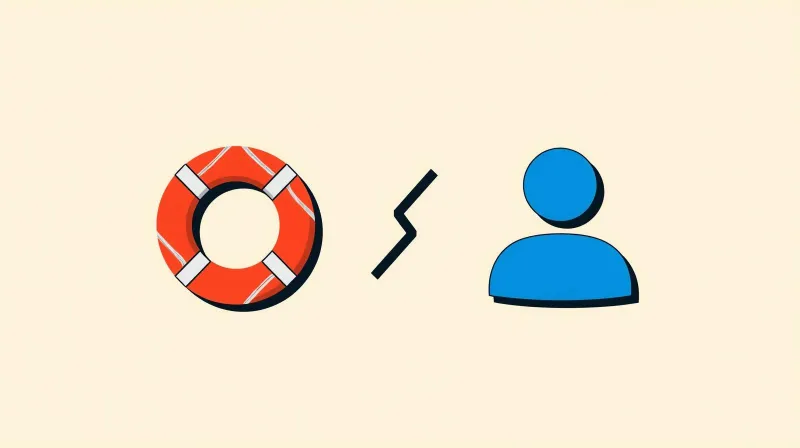 Life preserver ring connected to person icon representing reactive WordPress support assistance