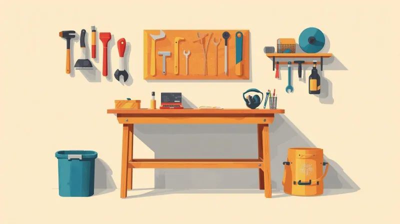 A well-worn wooden workbench with neatly organized hand tools representing WP Courseware's reliable experience-driven approach to WordPress LMS course management