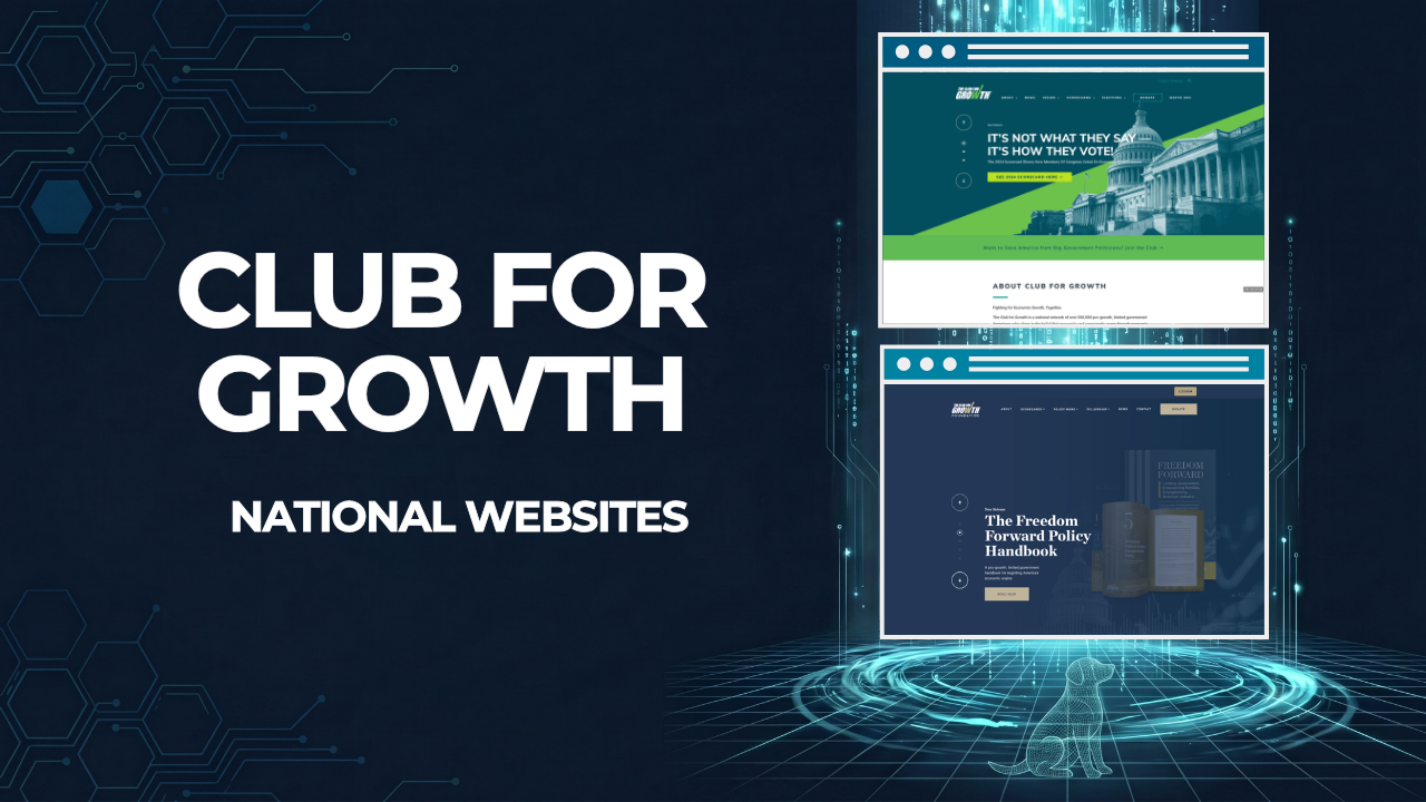 Club for Growth, National Websites, beside screenshots of the Club for Growth and Club for Growth Foundation home pages