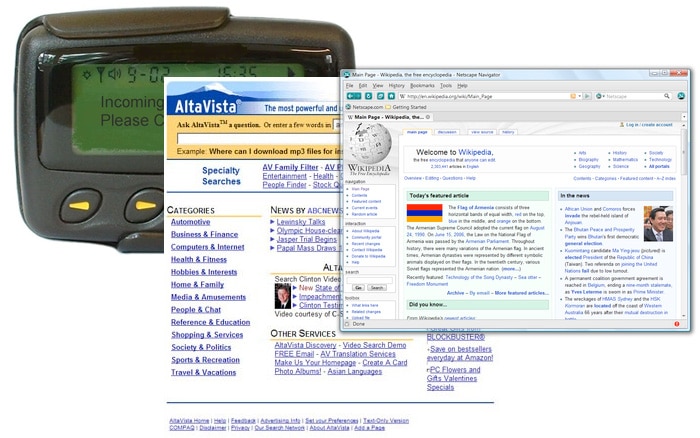 pager netscape and altavista: old web technologies