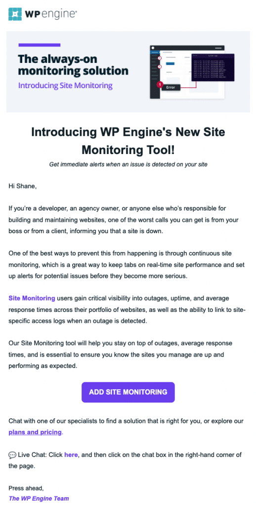 WP Engine Site Monitoring