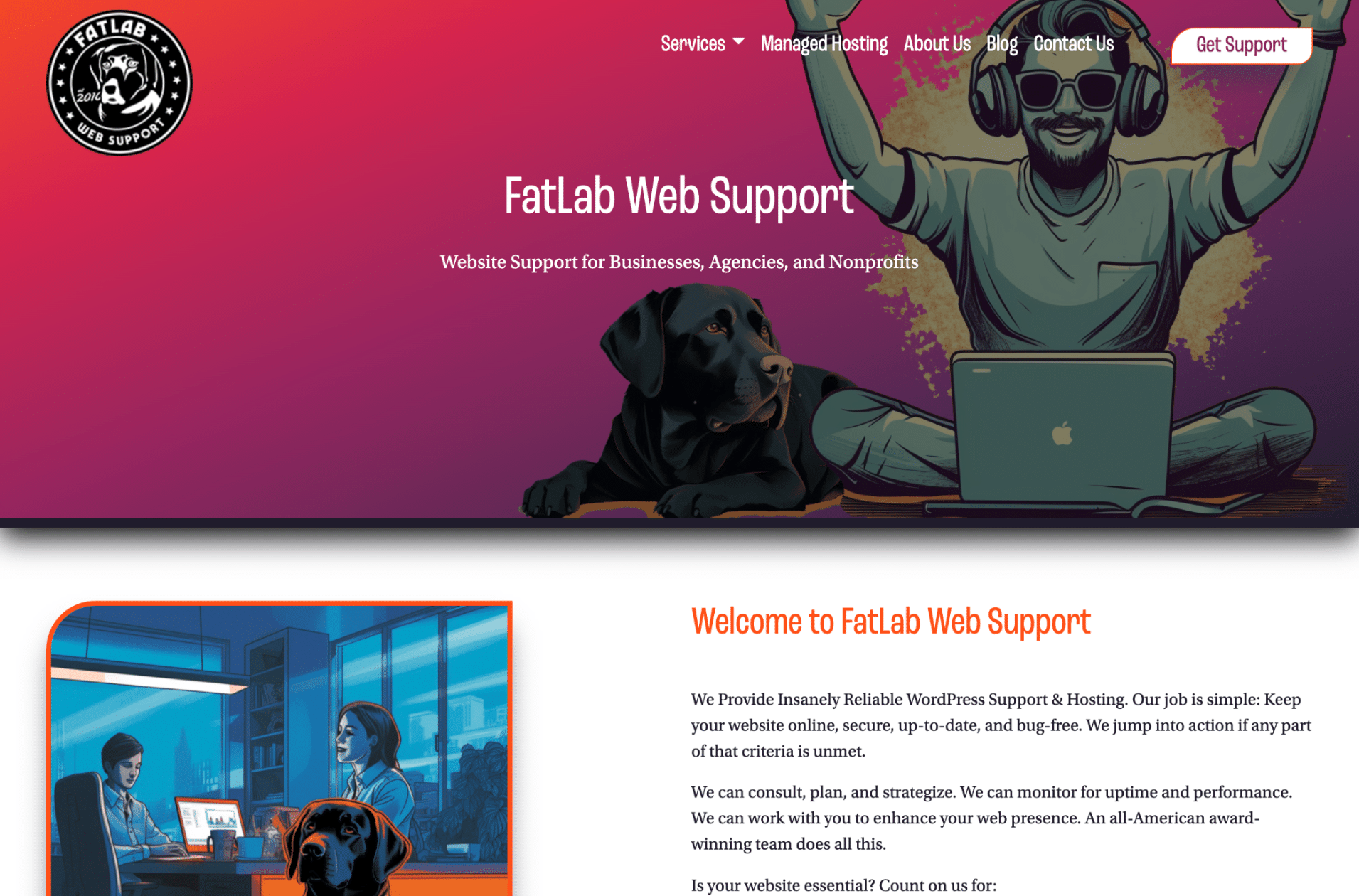 fatlab web support website design with AI